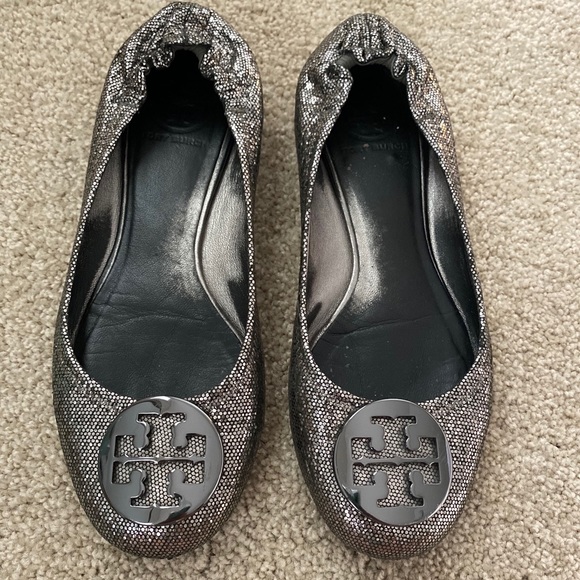 Tory Burch Shoes - Tory Burch Reva flats metallic silver black